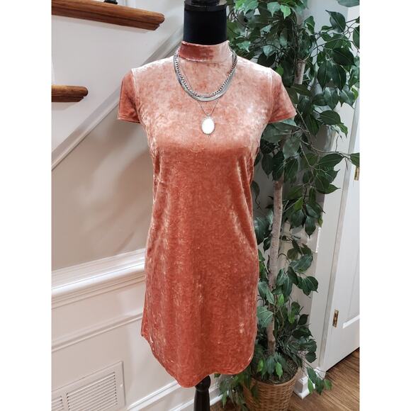 Madewell Crushed Velvet Mockneck Dress Orange Cream Size Small - Picture 12 of 12